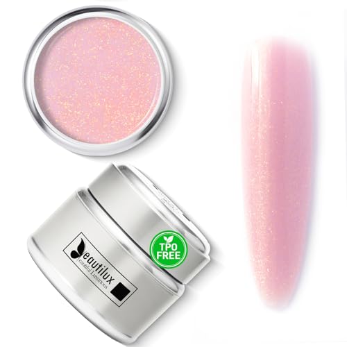 beautilux - Beautilux Gel de Construction Ongle Sans-TPO Auto-egalisant Sans-Limage, 55g paillettes dorées UV Hard Builder Gel de Ongle pour Nail Extension, Nail Renforcement (BHBG55-02)