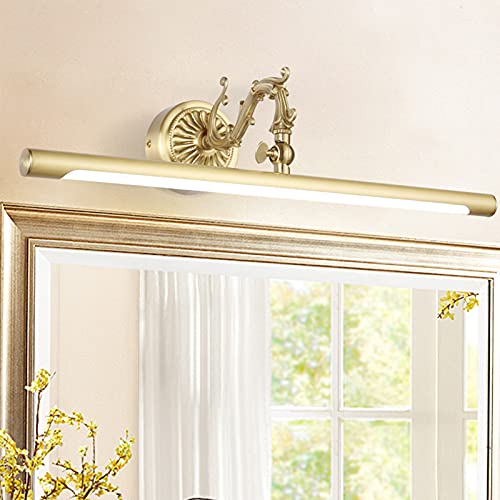 Miroir de Salle de Bain Laiton avec Éclairage LED Angle Réglable Haute Qualité