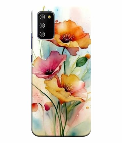 Image of Printed Hard Back Case Cover & Compatible for Samsung Galaxy M02S / Samsung Galaxy F02S | Flower Painting Art (Multicolor) - D1187