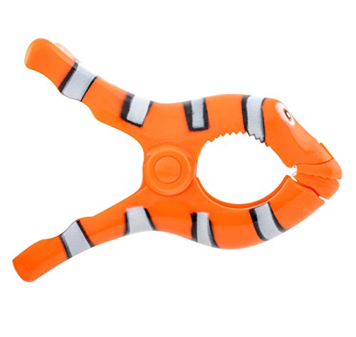 O2Cool Bocaclips - Beach Towel Clips For Beach Chairs, Patio And Pool Accessories - (Clown Fish) 2 Count #TOP2