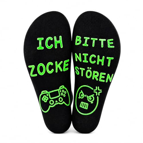 Lustige Gaming Socken Gamer Geschenk Mit Spruch Spruch Bitte Nicht Stören Ich Zocke Fun Zocken Socken Neuheit Baumwoll Wintersocken Rutschfeste Haussocken Männer Herren Frauen Teenager Geburtstag