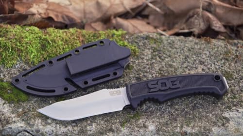 Image of optimistic Professional SOG Kitchen Knife with Black Handle, Fixed Blade Tac - Design, Premium Stainless Steel Chef Knife