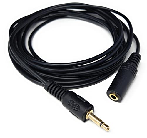 DRUT 3m 3.5mm Mono Jack to 3.5mm Socket Extension Cable Gold Connectors, Male Plug to Female Socket 10ft, Black