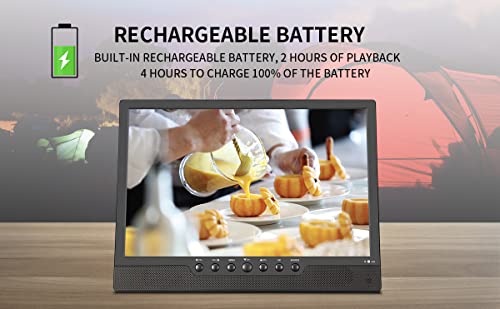 14 inch TV,Portable TV with Digital Tuner ATSC,12Volt Rechargeable battery operated TV,Supports HDMI,USB,RCA input,Small TV for Kitchen,Camping. - Thumbnail 5