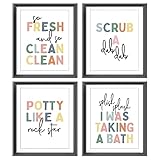 So Fresh and Clean Colorful Bathroom Art Poster Prints for Home Kid Washroom Restroom Nursery Toilet