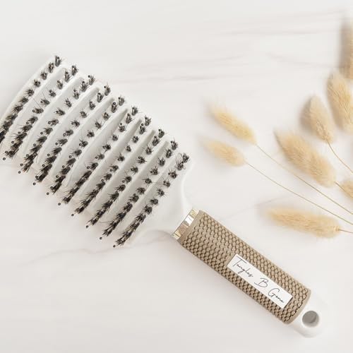 Tangles B. Gone Detangling Hair Brush, Gentle Detangler for Wet and Dry Hair, Flexible Bristles for Easy Knot Removal, Lightweight Ergonomic Handle, Suitable for All Hair Types, (White)