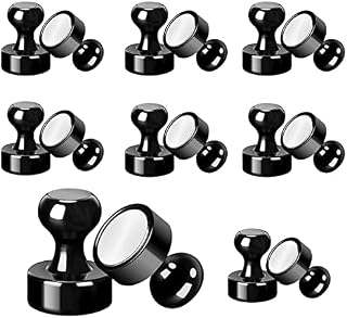 Fridge Magnets 16 Pack Black Neodymium Magnets 12 x 16 mm Whiteboard Magnets Strong Thumb Tacks Magnets for Crafts Extra Strong Rare Earth Magnets for Whiteboard,Noticeboard,Fridge,Kitchen