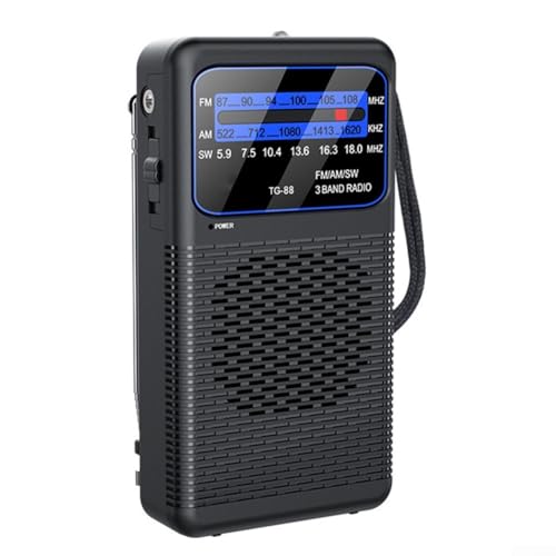 Portable AM FM SW Radio Compact Lightweight Pocket Transistor Receiver with 3W Speaker and Clear Sound Output Battery Powered ABS for Travel Outdoor Entertainment Home Use