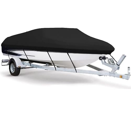 Trailerable båtskydd, vattentätt båtskydd 10-13ft 13-16ft 12-22ft 20-22ft båtskydd anti-UV vattentät slitstark 210D marin släpvagnsbåt tillbehör (färg: 3,4-4 m)
