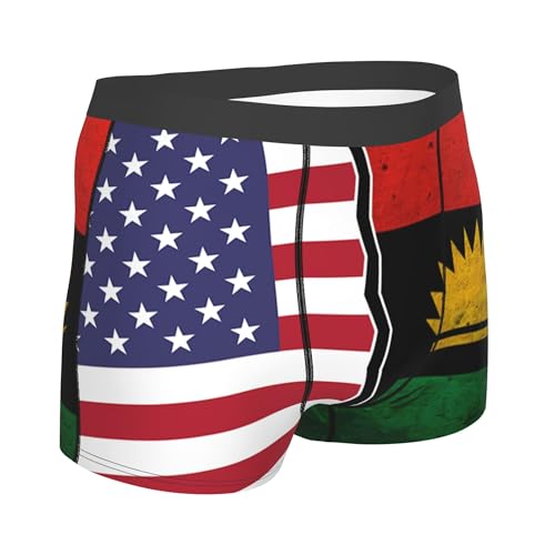 American Flag and Biafra Flag Men's Elastic Boxer Briefs Adult Flat Corners Underpants Swimming Underwear4