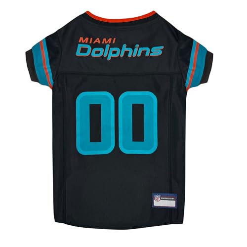 NFL Miami Dolphins Rivalry Dog Jersey, Officially Licensed NFL Pet Jersey for Dogs & Cats, Dolphins Football Dog Shirt, Rivalry Edition Pet Apparel for Game Day, Team Logo Pet Clothing, Size Large