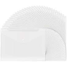 EOOUT 30pcs Plastic Envelopes, Clear Reusable Poly Envelope Waterproof File Folder with Snap Button, US Letter, A4 Size, for School Office Supplies
