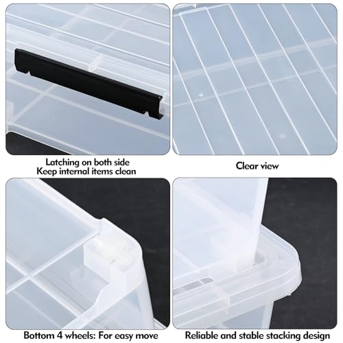 Image of 50 L Large 3 Packs Clear Plastic Under Bed Storage Container with Lid and Wheels, Under the bed Boxes