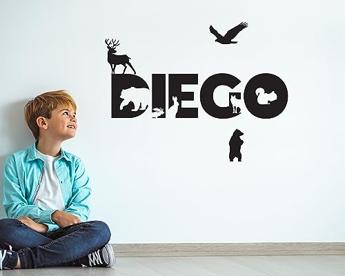 Vinilos decorativos nombre animales bosque para bebé miniatura 5