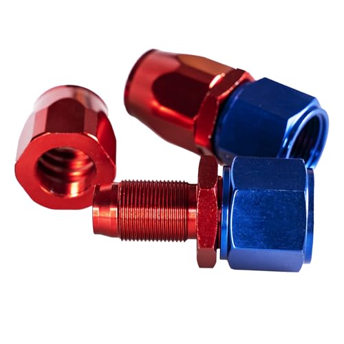 Nihfien 2PCS 6AN Straight Aluminum Swivel Hose End Fitting for Braided CPE Fuel Hose Blue/Red (Straight) by Nihfien - Image 2