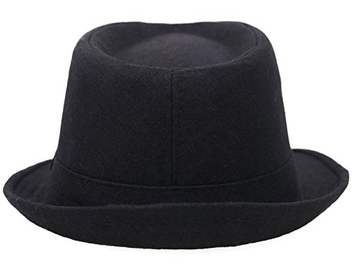 YoungLove Fashion Fedora for Men Dress Hats Black Fedora Hats for Men Men's Classic Manhattan Structured Trilby Fedora Hat Black Fedora Hat for Men, Black, Large