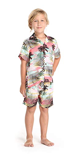 Image of Boys' Aloha Shirt Cabana Set in Signature Prints | Button Front Shirt; Soft Rayon Fabric; Signature Tropical Prints; Lightweight Comfort; Vacation Ready