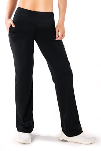 Yogipace,Zip Pockets,Women's Petite/Regular/Tall UPF 50+ Wide Leg Travel Pants Casual Pant
