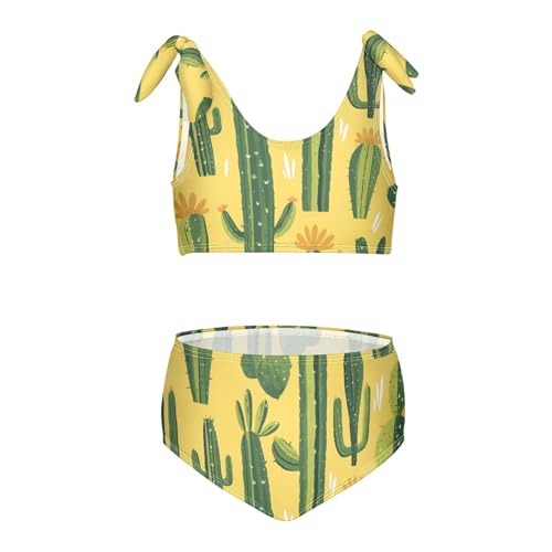 Different Cactus Girls Two Piece Kids Bikini Set Scoop Neck Swimsuits Swimwear Adjustable Shoulder Strap
