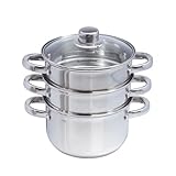 Buckingham - Olla vaporera de Tres Pisos con Tapa de Cristal (18 cm)