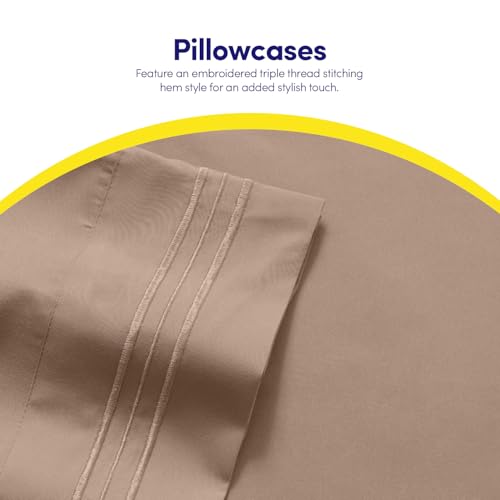 Image of 1500 Supreme Collection Twin XL Sheet Sets Taupe - 3 Piece Bed Sheets and Pillowcase Set for Twin XL Mattress - Extra Soft, Elastic Corner Straps, Deep Pocket Sheets, Twin XL Taupe