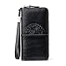 Produktbild Serious Lamp Schwarze Lange Geldbörse Herren Echtleder Brieftasche Clutch Bag Handgelenktasche mit Handgelenkband
