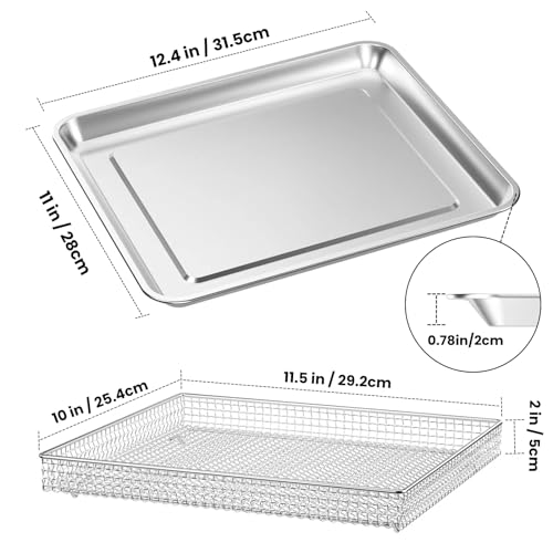 Image of Air Fryer Tray Replacement for Cuisinart TOA-60 TOA-65 TOA-70 Toaster oven tray, 12.4 inchx11 inchAir Fryer Basket and air fryer tray pan, Dishwasher Safe