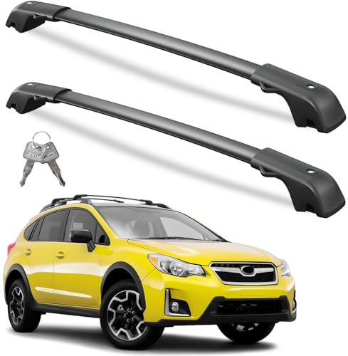 Wonderdriver 300lbs Lockable Roof Rack Cross Bars Compatible with 2013-2017 Subaru XV Crosstrek & 2012-2016 Impreza, Heavy Duty Aluminum Roof Rails Crossbars Cargo Canoe Black Rooftop Cargo.
