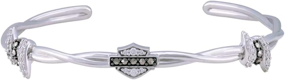 Harley-Davidson Women's Bling Barb Wire Cuff Bracelet, Sterling Silver HDB0432