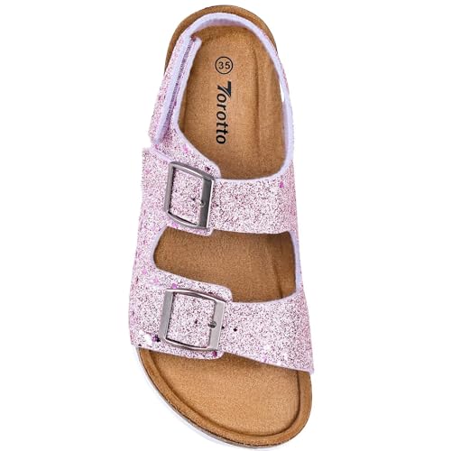 Torotto Kids Girls Boys Sandals with Cork Footbed Adjustable Strap Toddler Casual Slides Sandals Open Toes Flat (877/Pink,32) by Torotto - Used condition - Image 6