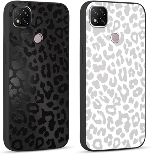 Yoedge 2 × Cover per Xiaomi Redmi 9C/9C NFC 4G 6,53' - Custodia Leopardato Nero per Telefono Aesthetic Disegni,Leopardo Custodie Protettiva per Cellulare TPU Silicone Antiurto per Xiaomi Redmi 9C case