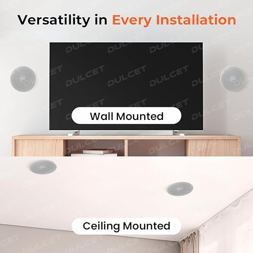 Image of DULCET DC-CS6F-LN Pro White 6.5 inch 20W 2 Way 8 Ohms Ceiling Speaker with Dedicated 100V Constant Supply Input & Line Matching Transformer for PA Amplifier