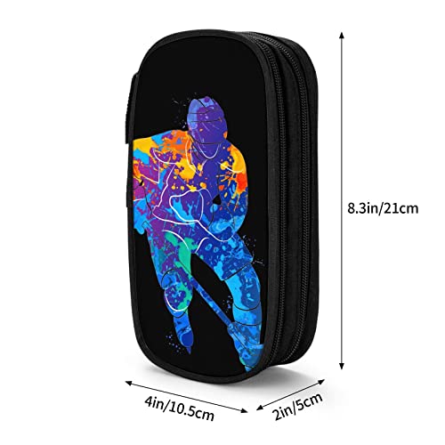 LOUJIN Hokej na lodzie kolorowy piórnik na zamek błyskawiczny piórnik torba torba duży organizer pudełko do szkoły biura czarny, Kolor, 5.0cm*10.5cm*20.5cm, Piórnik