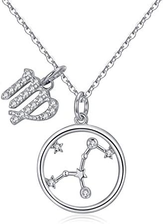 Qings Collana Segno Zodiacale Argento 925 Collane Ciondolo, Regal...