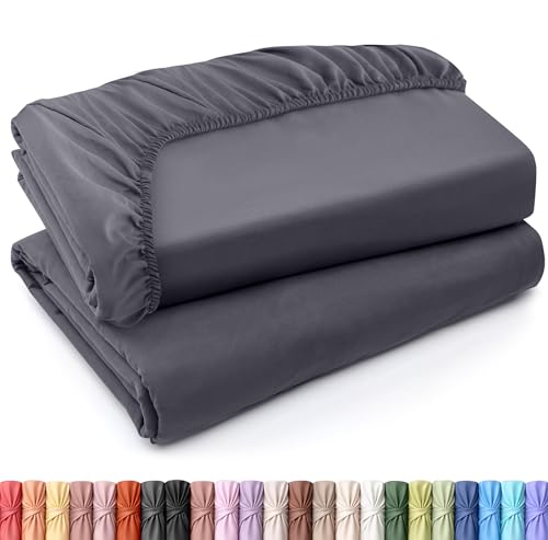 Utopia Bedding King Fitted Sheets - Bulk Pack of 2 Bottom Sheets - Soft Brushed Microfiber - Deep Pockets - Shrinkage & Fade Resistant - Easy Care (King, Grey)