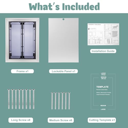 Premium-Hundetür, Aluminium-Haustiertür mit Doppelpaneelen, Hundetür mit automatisch schließenden Magnetklappen, Schiebe-Panel und 4 Sicherheitsschlössern, wetterbeständig und langlebig, Größe M