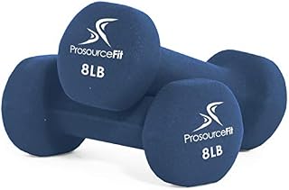 ProsourceFit Set of 2 Neoprene Dumbbell Coated for Non-Slip Grip, Blue-8lb
