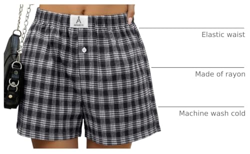 Image of ANRABESS Boxer Shorts for Women Gingham Pajama 2026 Summer Casual Lounge Sleep Plaid Shorts Y2K Beach Bottoms