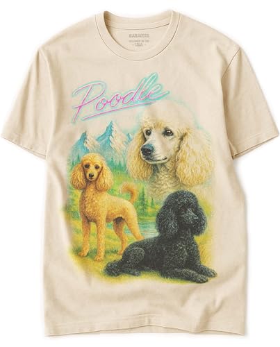 Poodle Vintage Tshirt for Dog Mom & Dad 100% Natural Undyed Cotton for Men & Women