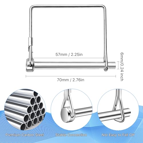 Aemygo 40 Pcs Square Coupler Pin 1/4 Inch Safety Shaft Locking Pin Wire Trailer Pin Carbon Steel Trailer Hitch for Farm Lawn Garden PTO Garden - Thumbnail 2