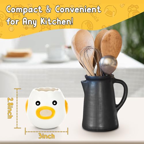 Cute Kitchen Gadgets【2 PCS】Egg Separator for Raw Eggs - Ceramic Egg White/Yolk Separator Tool, Baking Gifts for Women, Lovely Chicken Baking Supplies, Stuff, Accessories.