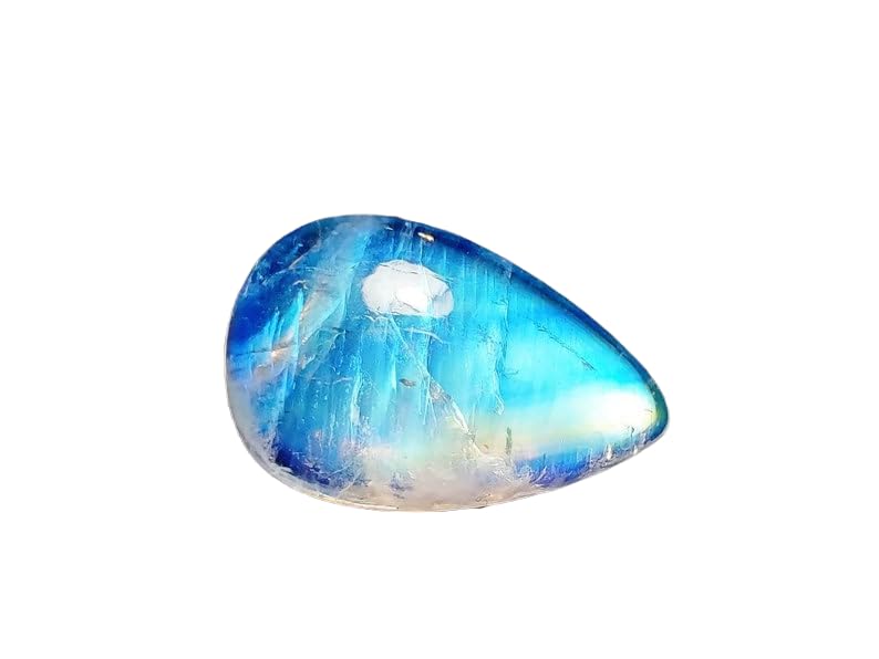 Pierre de lune naturelle arc-en-ciel poire 11x16mm pour création de bijoux