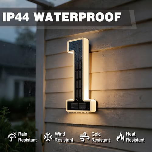 ISUNMEA 6.7 Inch Solar Lighted House Numbers for Outside, Light Up Waterproof LED Address Signs for Houses, Backlit Illuminated Exterior Modern House Numbers Light (1-Black, 6.7IN) - 4