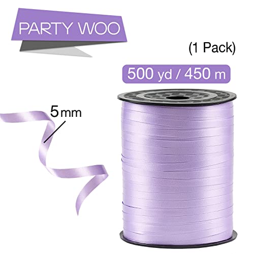 Image of PartyWoo Light Purple Curling Ribbon, 500 Yard for Crafts, Balloons, Gift Wrapping, Hair, Florist Flower - Pastel Colored String (1 Roll)