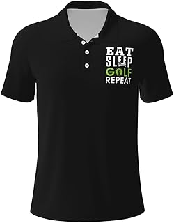 MUSM Eat Sleep Golf Repeat Polo Shirts for Men, Mens Golf Shirt Quick-Dry Short Sleeve Casual