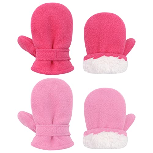 qikqik 2 Pairs Baby Mittens Winter Toddler Mittens Warm Fleece Infang Gloves for Boys Girls Toddler Winter Gloves for Kids