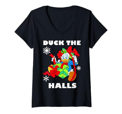 T-shirt col V Donald Duck Disney pour femme vêtement confortable pour Noël