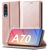 Handyhülle für Samsung Galaxy A70 Hülle Leder [Mit Schutzfolie] für Samsung A70/A70S Hülle Klappbar Leder Flip Wallet Stoßfeste Hülle Schutzhülle Klapphülle für Samsung A70S Hülle Holster