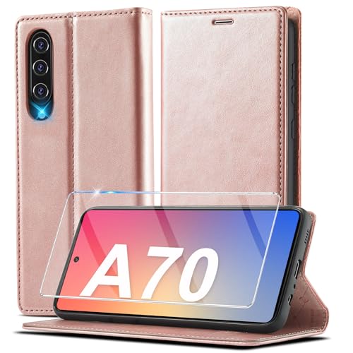 Handyhülle für Samsung Galaxy A70 Hülle Leder [Mit Schutzfolie] für Samsung A70/A70S Hülle Klappbar Leder Flip Wallet Stoßfeste Hülle Schutzhülle Klapphülle für Samsung A70S Hülle Holster