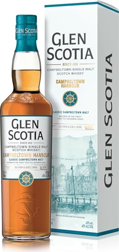 Image of Glen Scotia Single Malt Whisky: Campbeltown Harbour 70cl (40% ABV) | Sea Spray & Gentle Smoke Notes Balanced with Soft Peach & Vanilla Custard | Award-Winning Scotch Whisky Lightly Peated